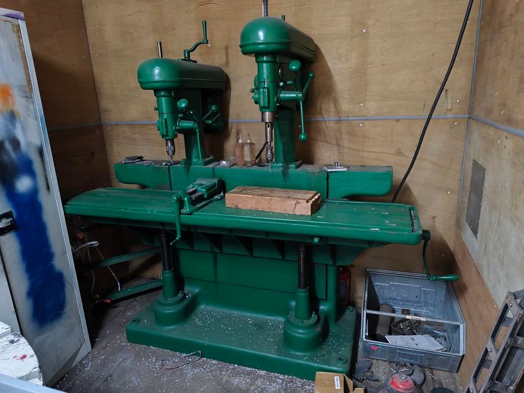 Dubbele Kolomboormachine - Krachtstroom, Doe-het-zelf en Verbouw, Gereedschap | Boormachines, Ophalen, Gebruikt, Kolomboormachine