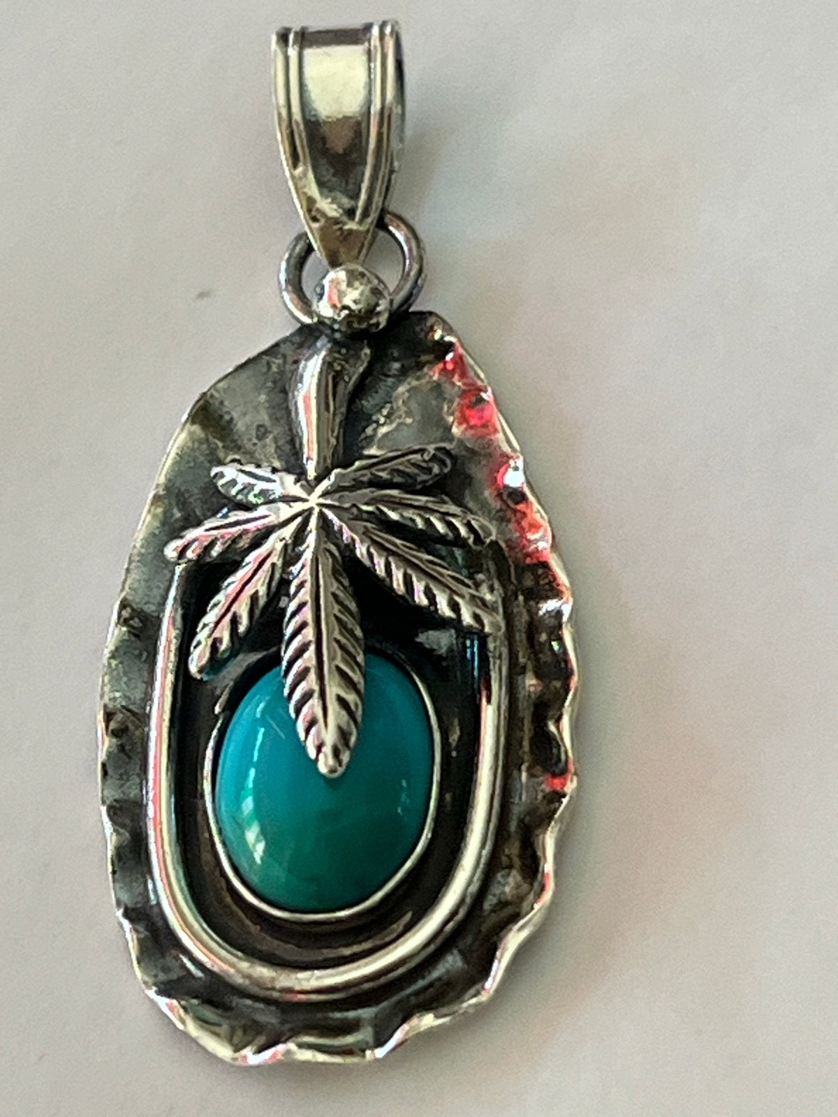 Bijzondere zilveren Navajo hanger met turkoois, 5 cm, Overige voorstellingen, Zo goed als nieuw, Met edelsteen, Zilver