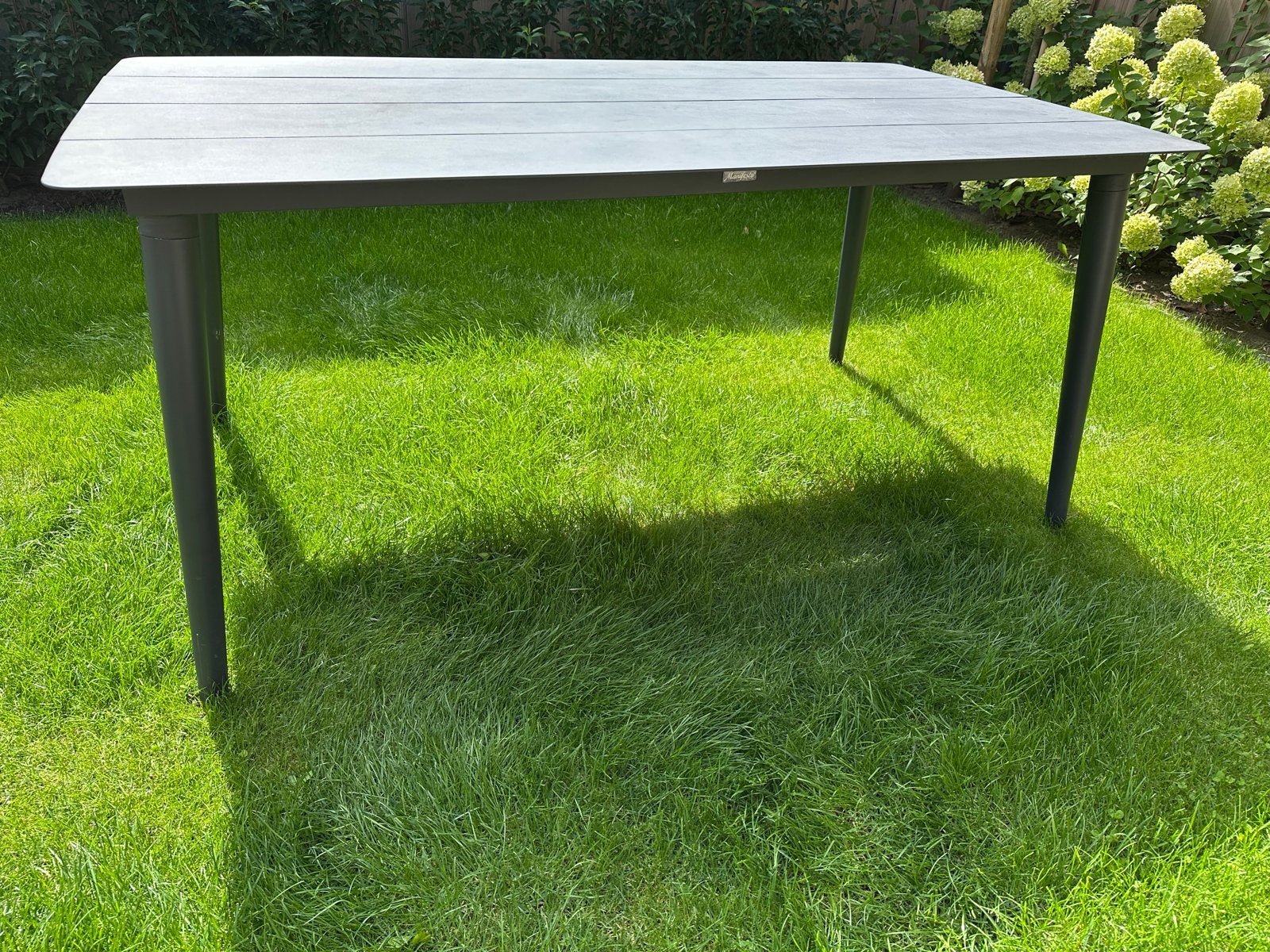 Manifesto tuintafel antraciet aluminium 160x90cm, Tuin en Terras, Ophalen, Gebruikt, Rechthoekig, Aluminium