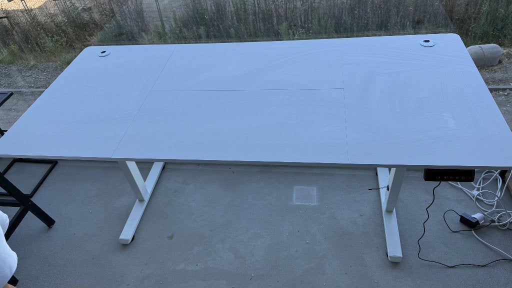 Wit elektrisch verstelbaar zit-sta bureau, Ophalen, Zit-sta bureau, Gebruikt, 180 cm