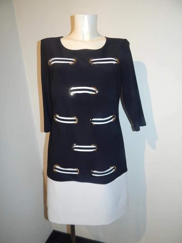 Joseph Ribkoff stretch jurk apart bandjes ringen werk M