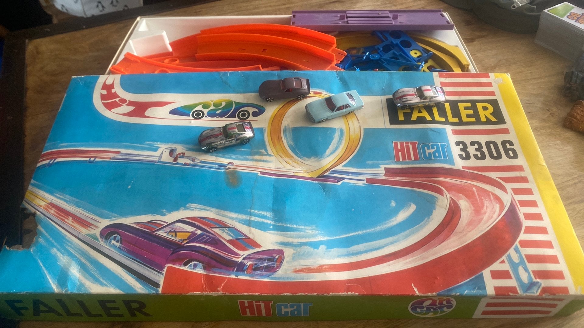 Vintage Faller Hit Car Racebaan Set met Extra Onderdelen, Overige merken, Ophalen of Verzenden, Met looping, Elektrisch