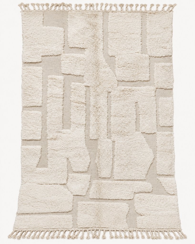 Ivoor wollen vloerkleed 300x200 - handgemaakt Marokkaans, Huis en Inrichting, Info@maroccarpets.nl, Ophalen of Verzenden, 200 cm of meer