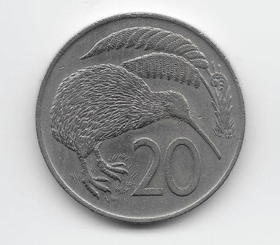 Nieuw-Zeeland 20 cents 1974 KM# 36.1, Ophalen of Verzenden, Losse munt