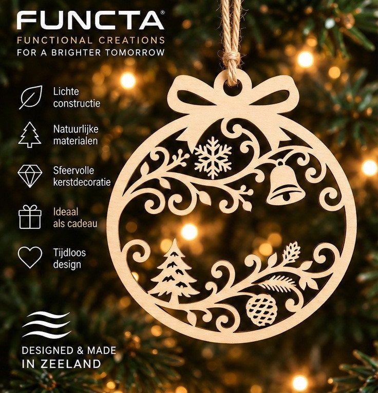 Handgemaakte houten kerstbal uit Zeeland – vanaf €9,95, Verzenden, Nieuw