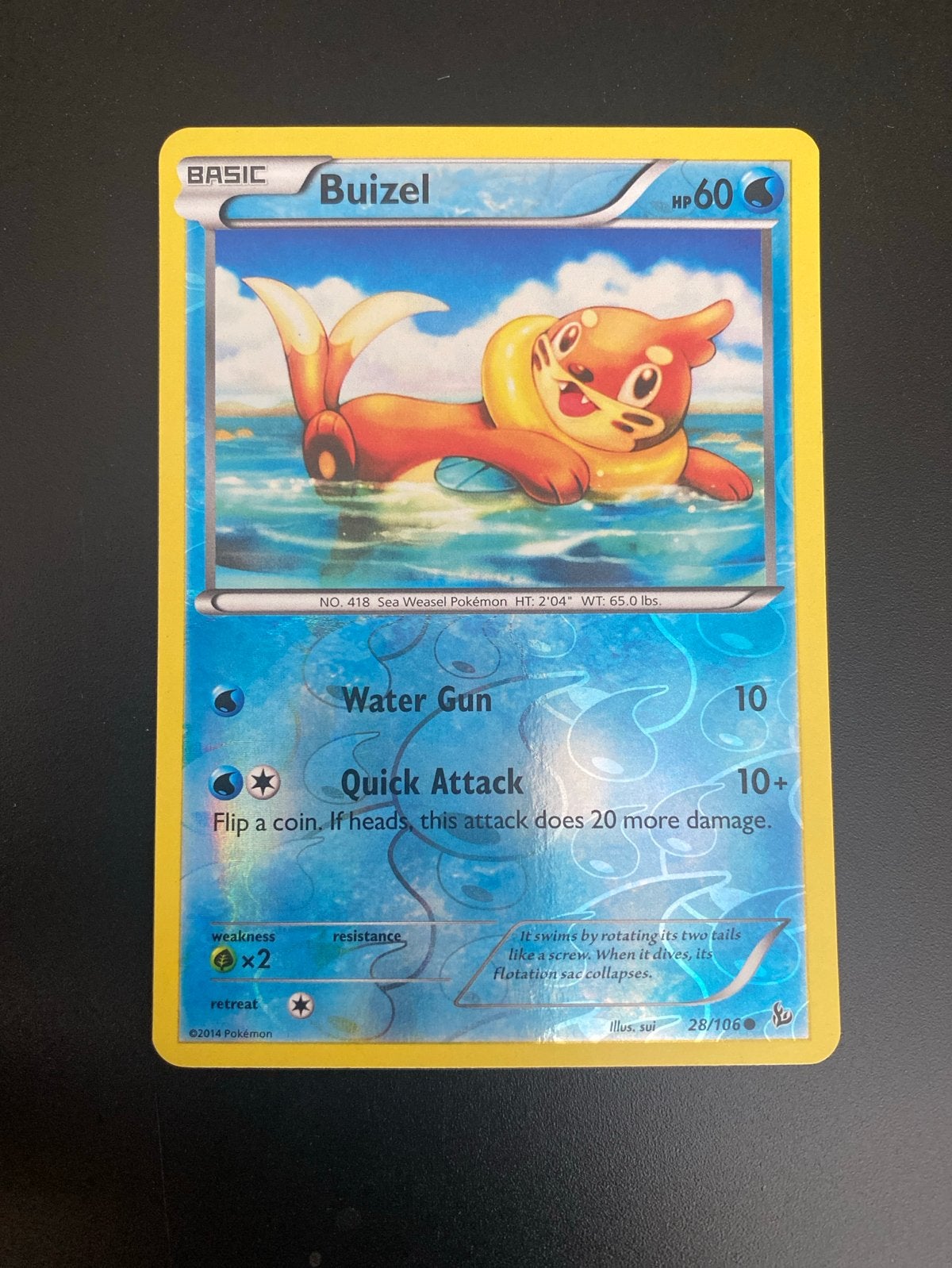 Buizel 28/106 Rev. Holo XY Flashfire (2014) EXC, Ophalen of Verzenden, Gebruikt, Losse kaart, Foil