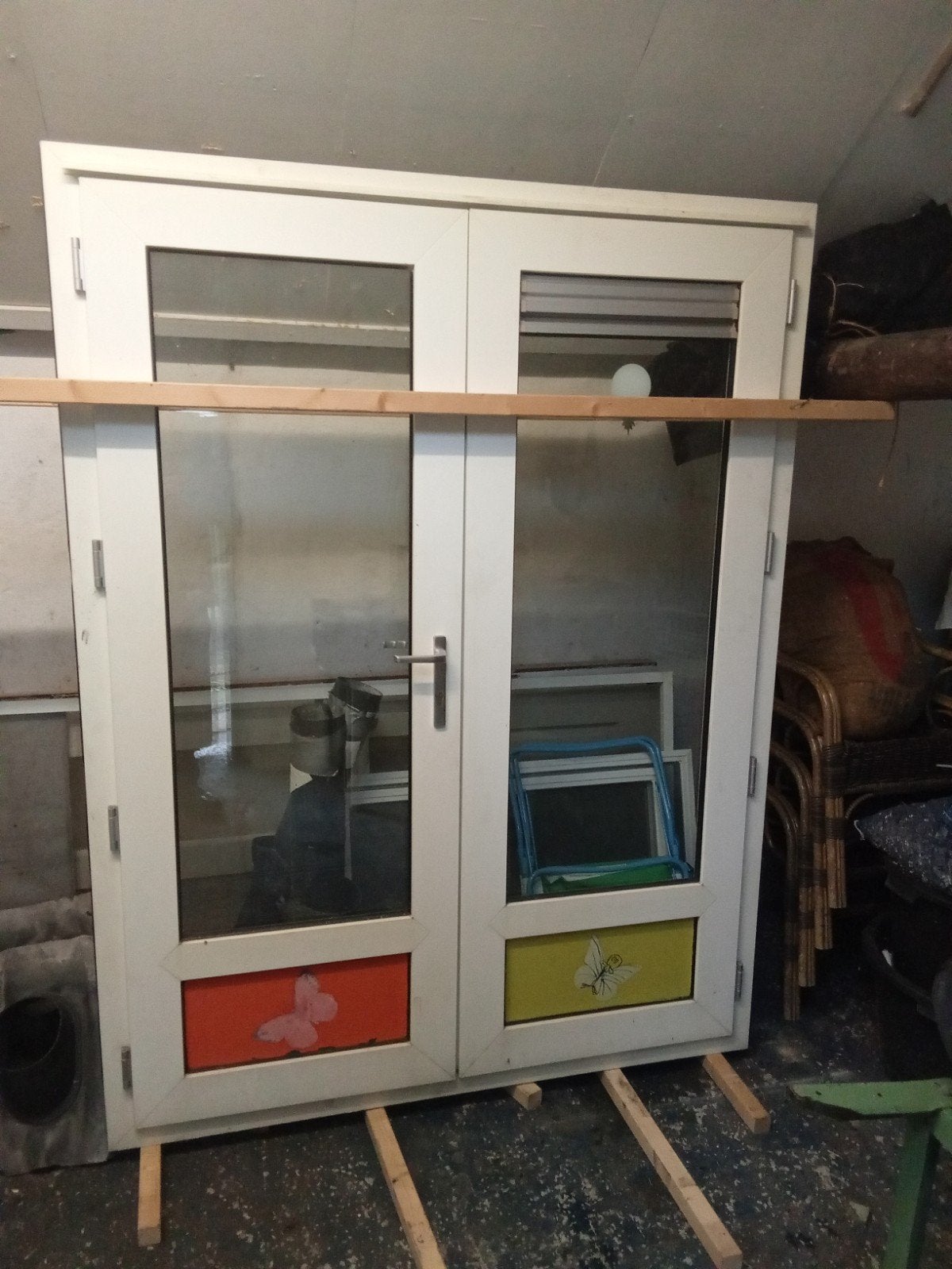 goed kunstof kozijn met serre deuren voor bv containerwoning, Ophalen, Kunststof, Gebruikt, Deurkozijn