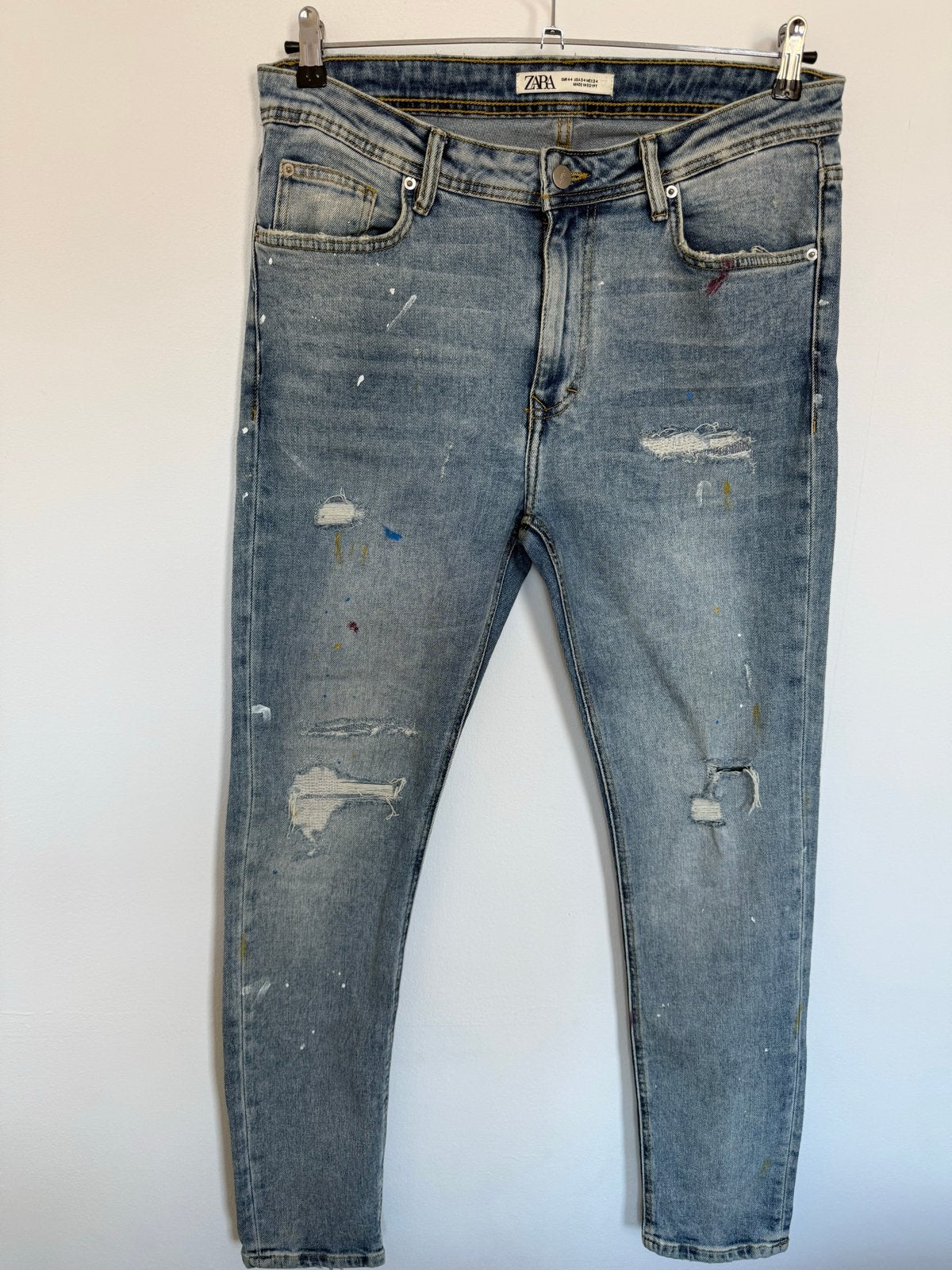 Zara Jeans Maat 44 - Lichtblauw met Ripped Details, Ophalen of Verzenden, Gedragen, Blauw, W40 - W42 (confectie 56/58)