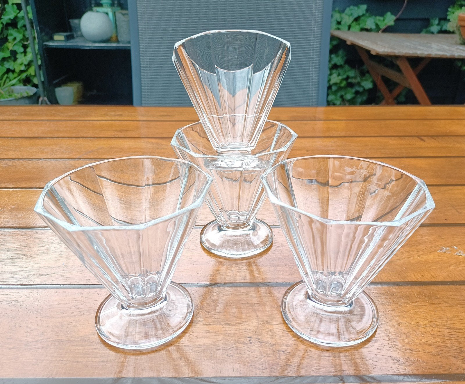 Set van 4 vintage glazen dessert- of ijscoupes, Glas of Glazen, Ophalen of Verzenden, Overige stijlen, Glas