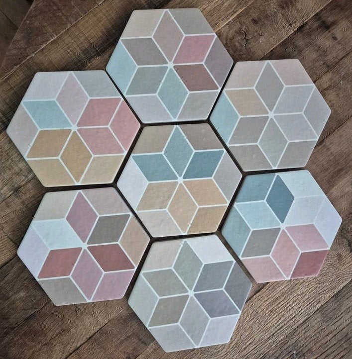 Ca. 2 m2 Hexagon keramische wand- of vloertegels., Doe-het-zelf en Verbouw, Tegels, Ophalen, Keramiek, Nieuw, Minder dan 20 cm