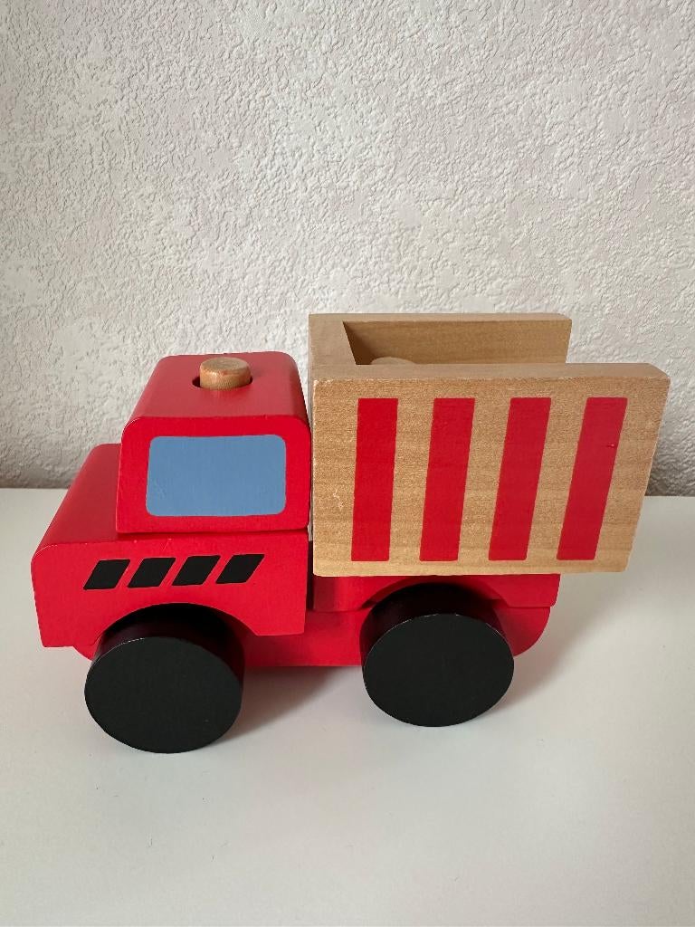 Houten brandweerauto, kraanwagen en vliegtuig met popje ZGAN, Ophalen of Verzenden, Zo goed als nieuw, Overige typen