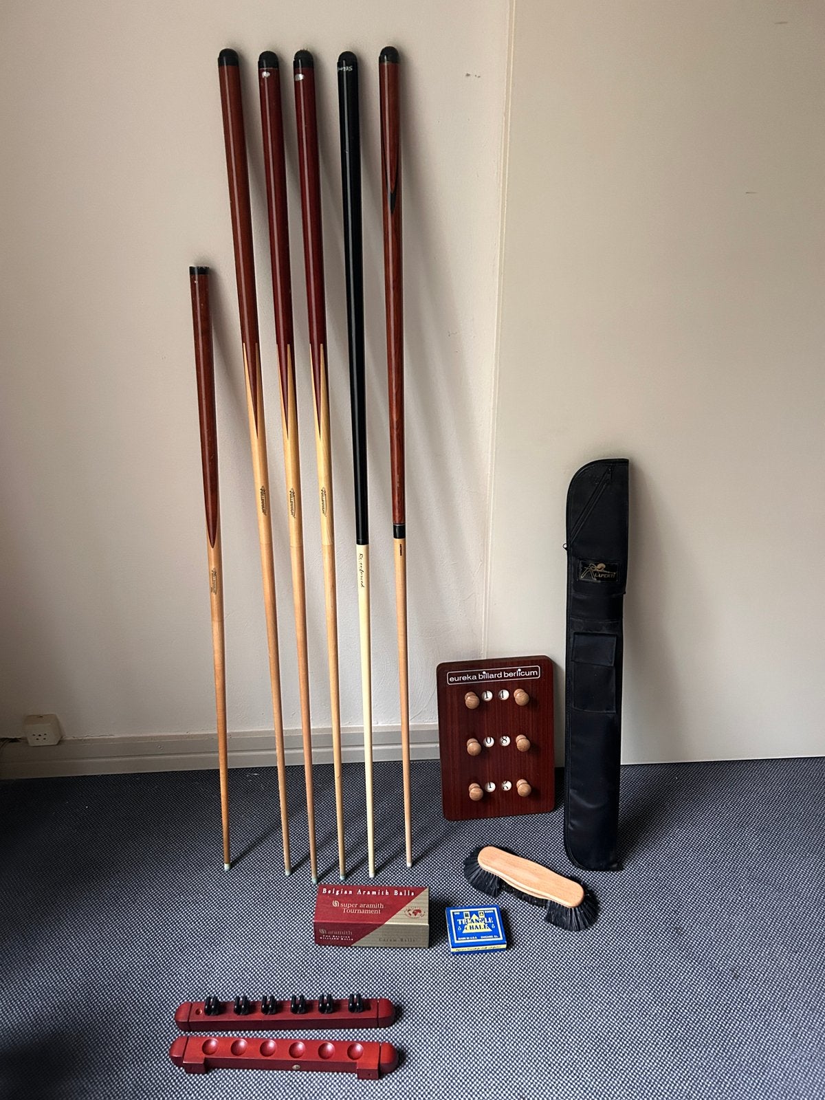 biljart set, Sport en Fitness, Ophalen, Gebruikt, Keu of Ballen