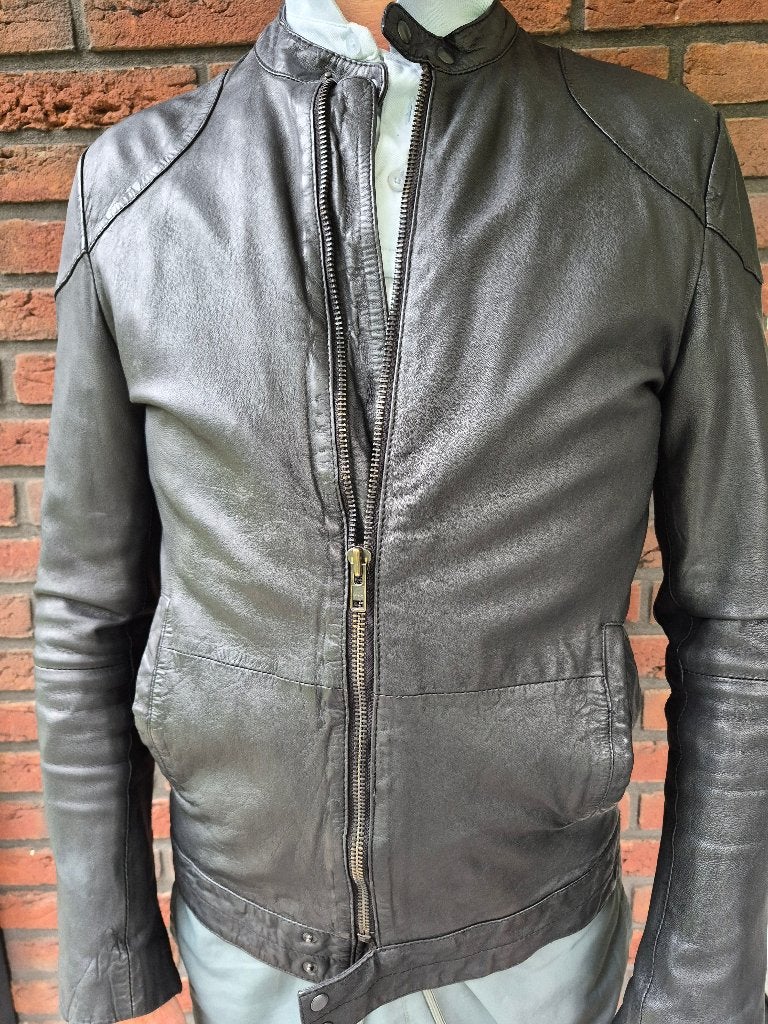 Leren herenjack zwart, Ophalen, Zwart, Gedragen, Napp