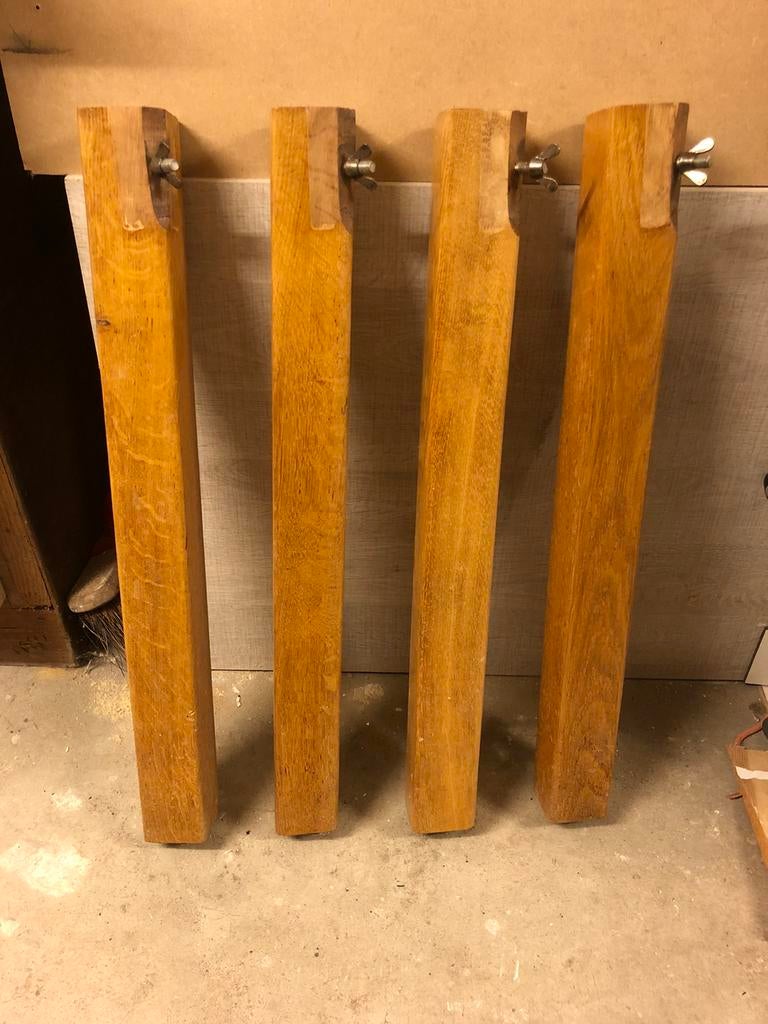 4 Houten tafelpoten eikenhout 70 cm, Huis en Inrichting, Tafelonderdelen, Ophalen, Tafelpoot, Minder dan 50 cm, Gebruikt