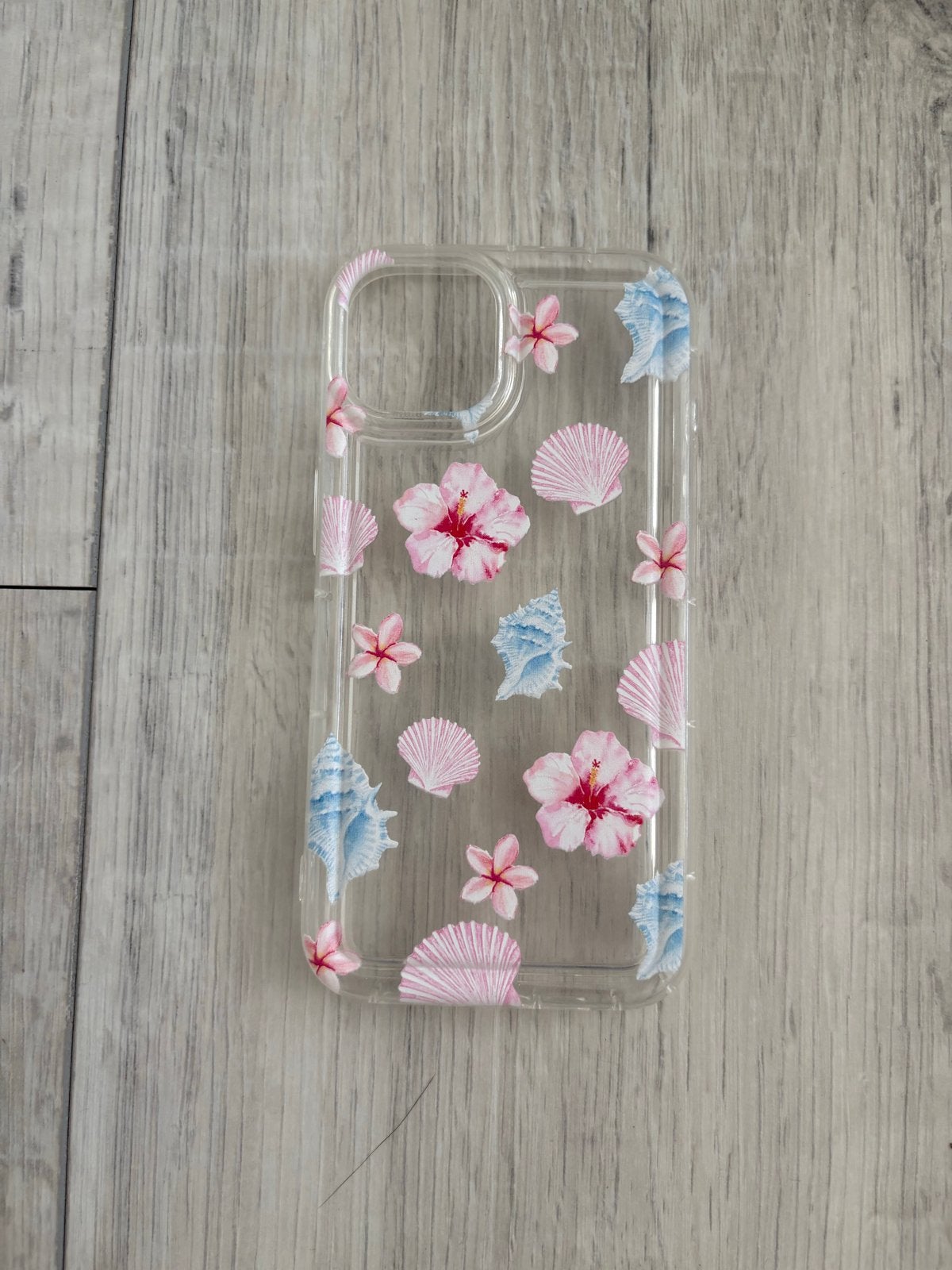 Transparant iPhone hoesje met bloemen en schelpen, Overige merken, Kunststof, Ophalen, Hoesje of Tasje