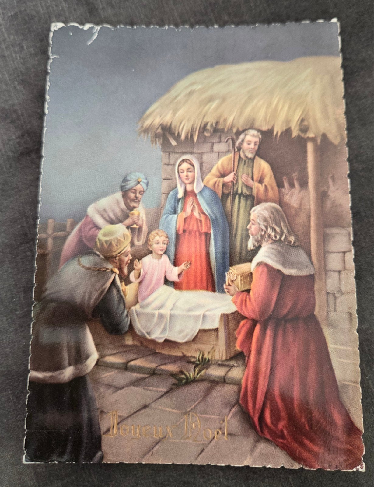 Oude kerstkaart - Drie Koningen, Verzenden, 1940 tot 1960, Gelopen, Feest(dag)