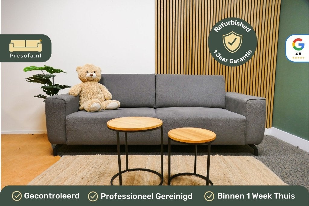 3 Zits Bank Donker Grijs Boucle Xooon [Refurbished], -, Driepersoons, Ophalen of Verzenden, Zo goed als nieuw