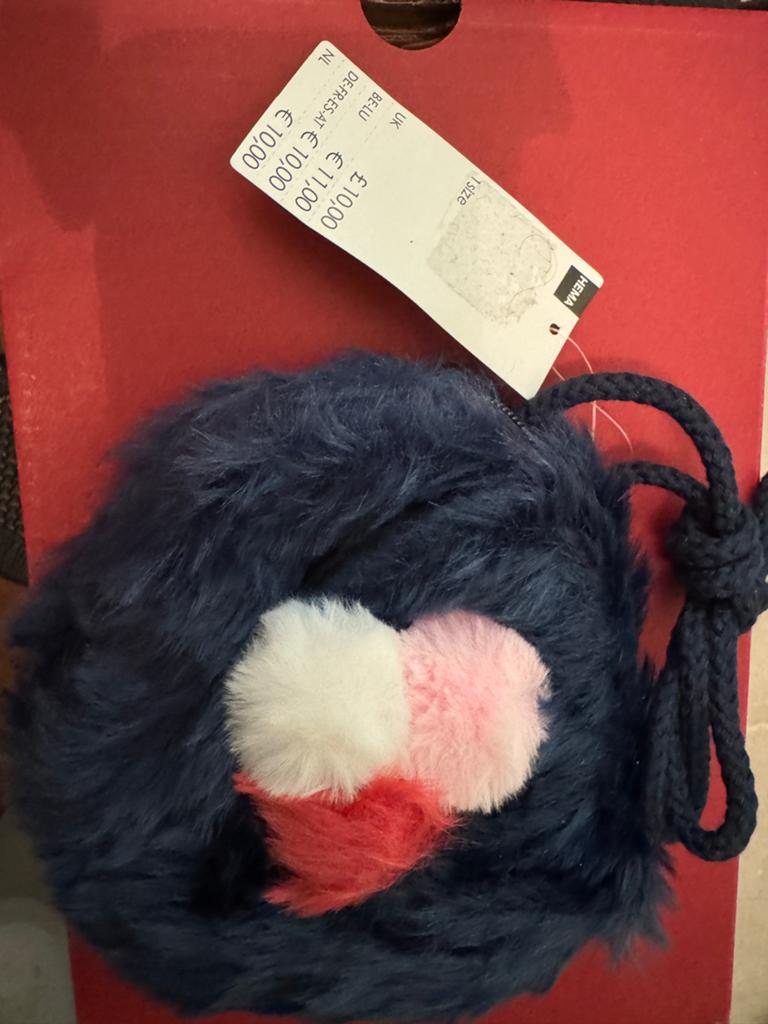 Hema Donkerblauwe Pluizige Tas met Pompons, Ophalen of Verzenden, Nieuw, Blauw, Avondtasje