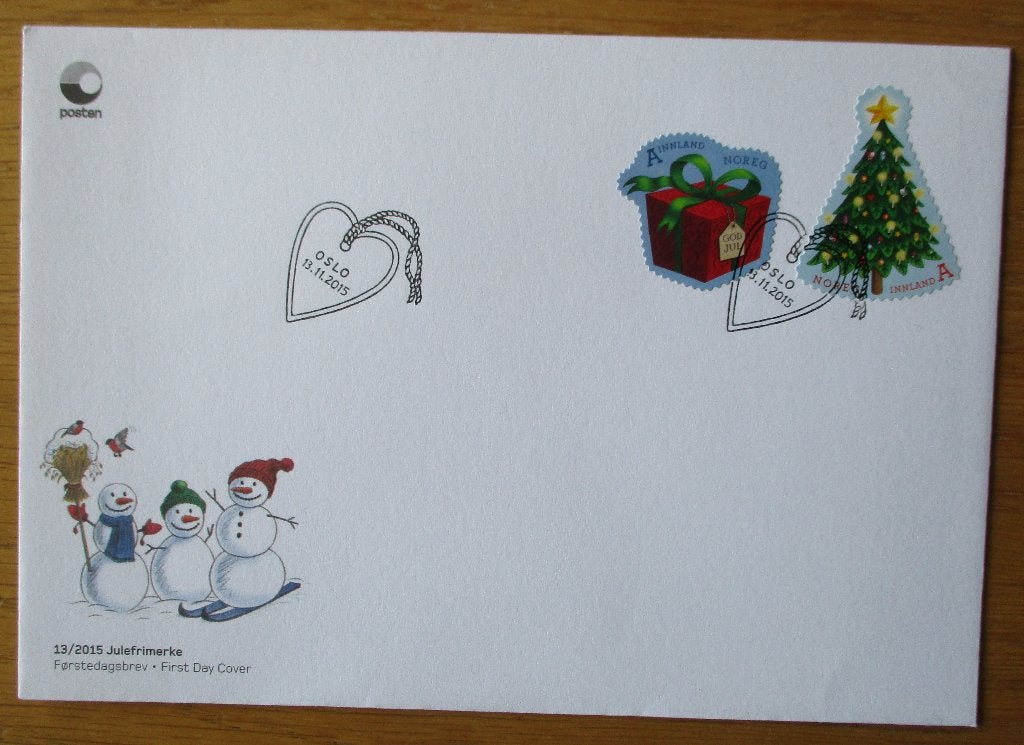 Noorwegen, FDC serie Kerstmis 2015, Verzenden, Noorwegen, Gestempeld