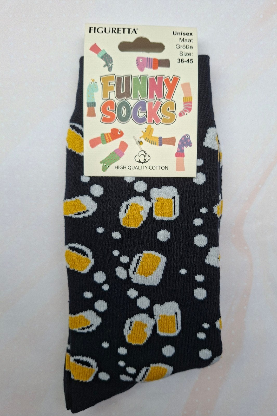 Funny Socks; One Size (Bierpulprint), Zwart, Nieuw, Overige maten, Ophalen of Verzenden