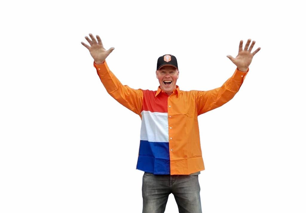 Oranje Hemd Nederland Vlag - Koningsdag/EK/WK, Dorpsweg Spankeren, Spelendehollander, Info@spelendehollander.nl, Kleding