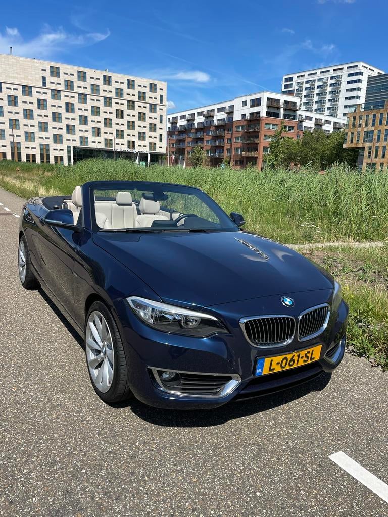 BMW 2-Serie 1.5 218IA 100KW Cabrio Aut8 2015 Blauw, Auto's, BMW, Automaat, Beige, Cabriolet, Leder