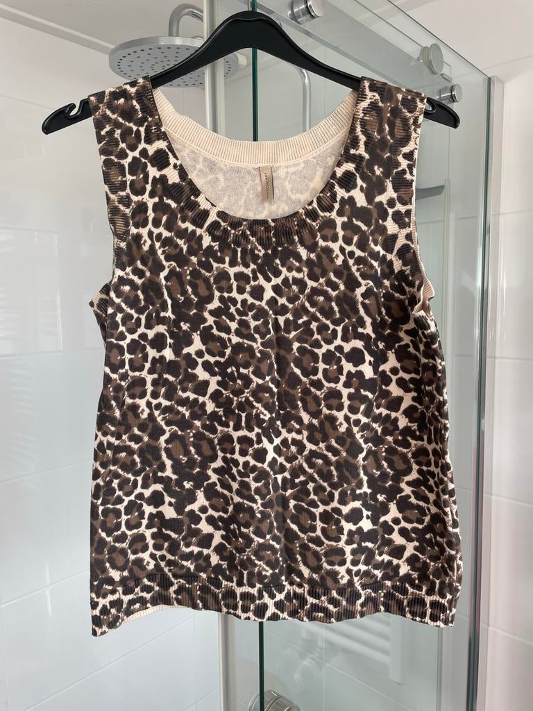 Soya Concept mouwloze top met luipaardprint, Maat 38/40 (M), Bruin, Ophalen of Verzenden, Zo goed als nieuw