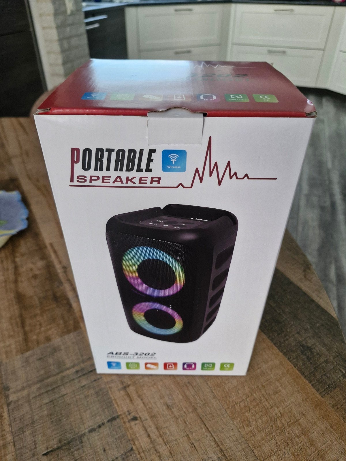 Nieuwe Draagbare Speaker ABS-3202 met Lichteffecten, Overige merken, Nieuw, Ophalen of Verzenden, Draagbare speaker