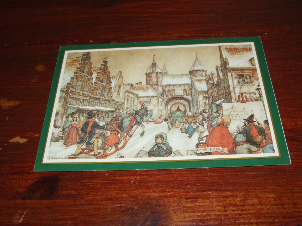 173- Anton Pieck kaart Amersfoort, ca. 11,5 x 16,5 cm, 1960 tot 1980, Gebruikt, Verzenden, Gebouw