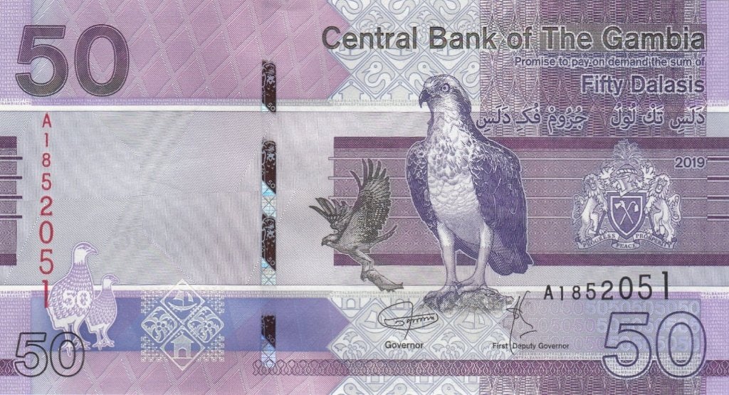 Gambia bankbiljet 50 Dalasis 2023 Birds, Pick 40a UNC, Ophalen of Verzenden, Overige landen, Los biljet