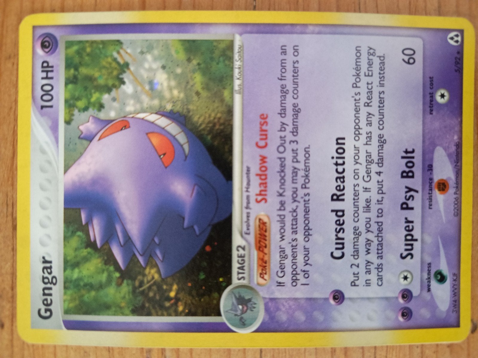 Pokemon kaart Gengar 100 HP, Ophalen of Verzenden, Zo goed als nieuw, Losse kaart, Foil