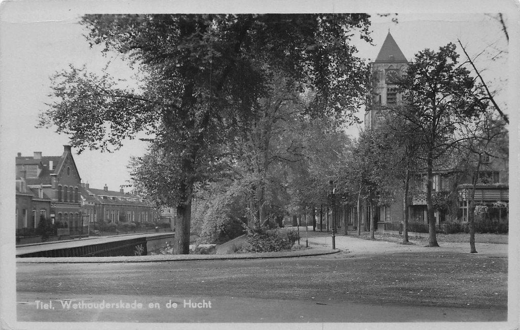 Tiel - Wethouderskade en de Hucht (1949), Ophalen of Verzenden, 1940 tot 1960, Gelopen, Gelderland