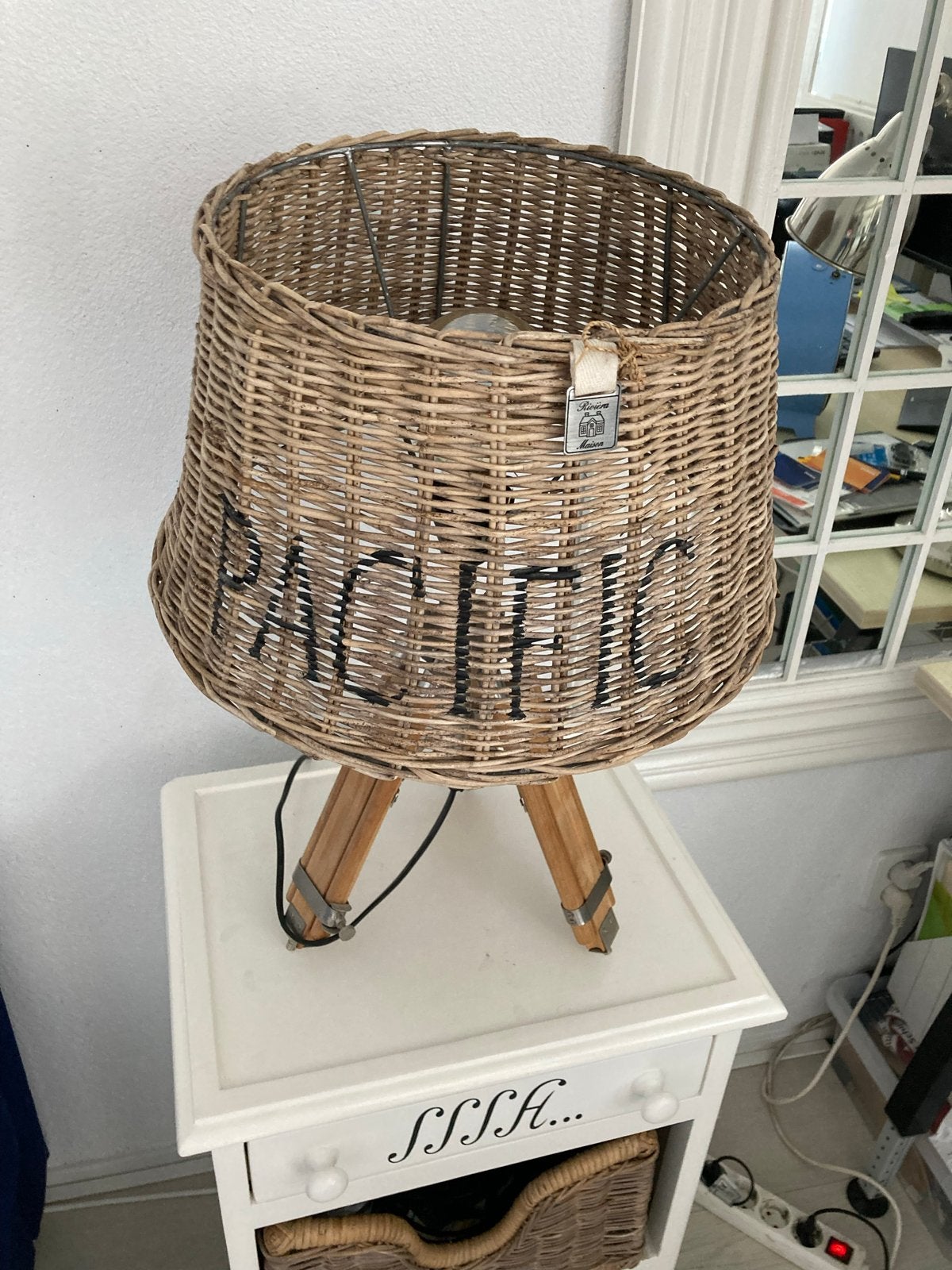 Grote rieten lampenkap 'Pacific' van Rivièra Maison, Gebruikt, Bruin, Rond, Ophalen of Verzenden