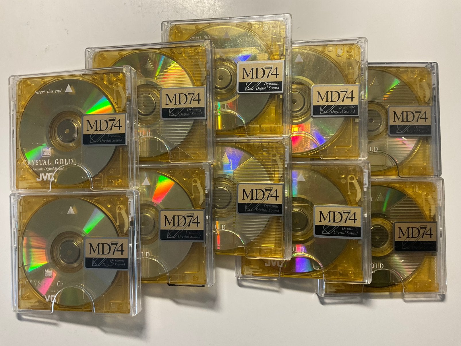 Minidisc’s. JVC CRYSTAL GOLD.  10x als nieuw. 74 minuten, Ophalen of Verzenden