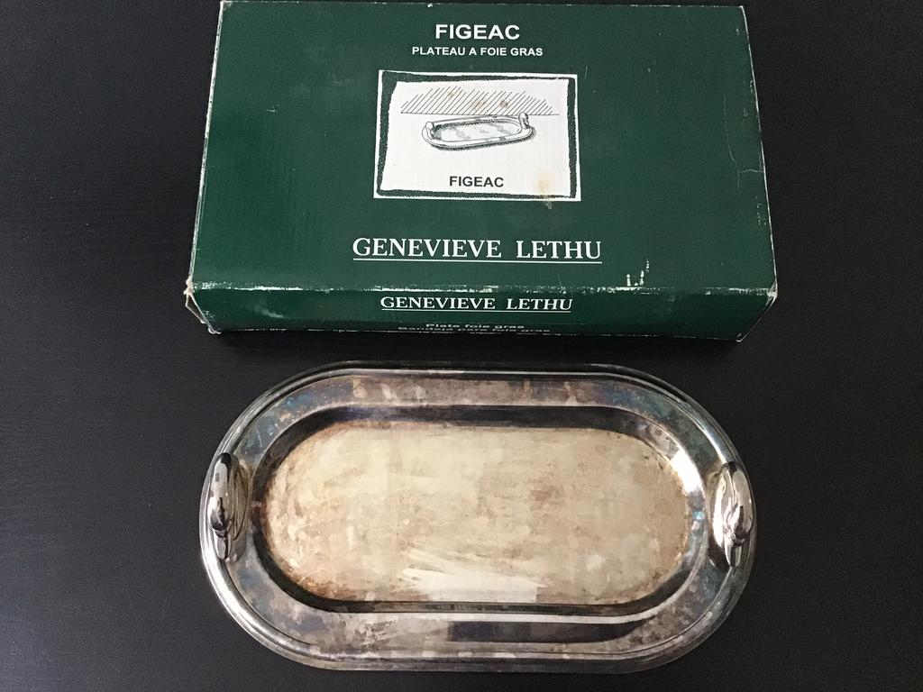 Serveerschaal zilverkleurig met eendjes, de foie gras., Ophalen of Verzenden
