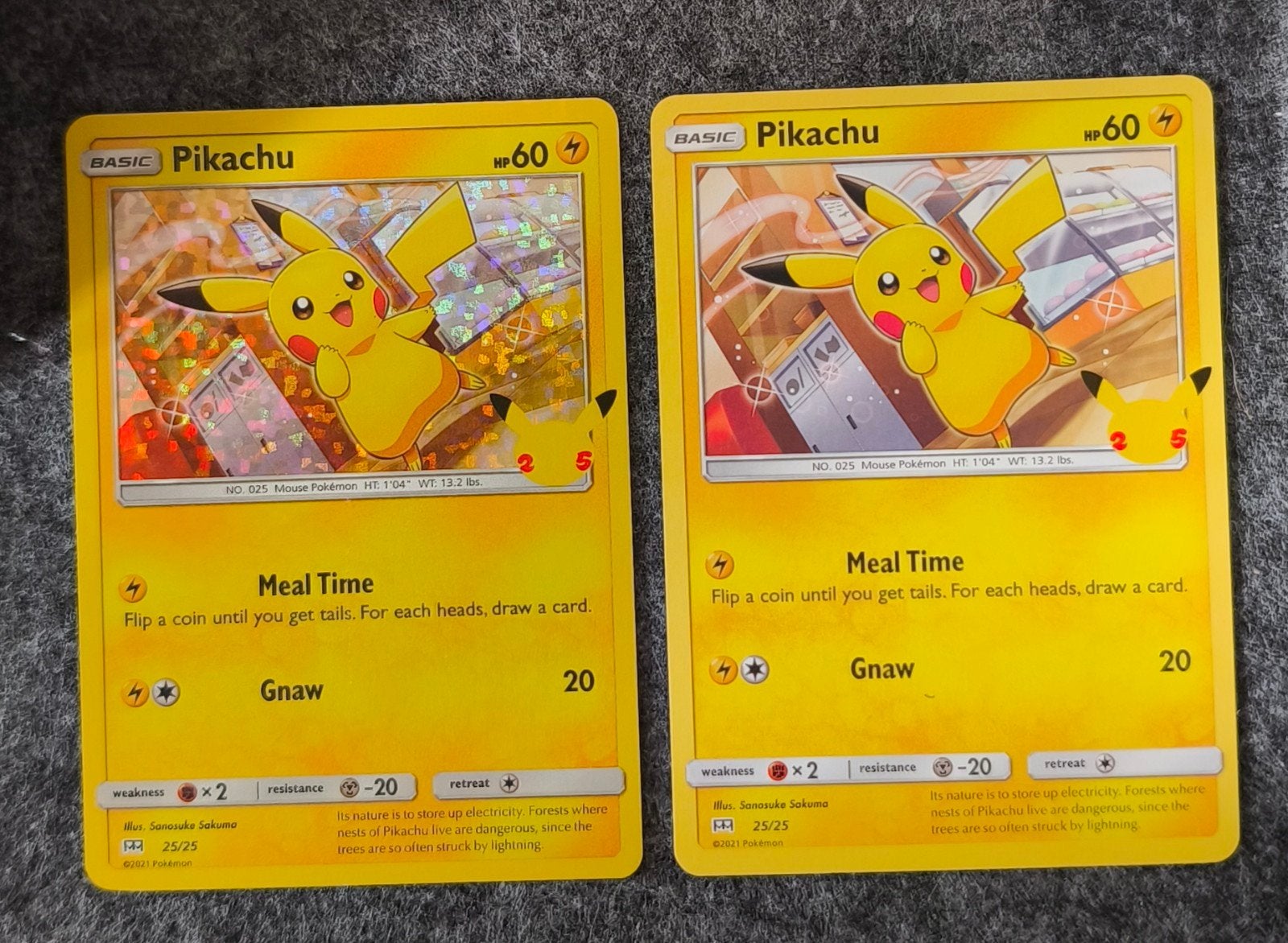 Pikachu Celebrations 25th Ann MCD 25/25 (Holo en non-Holo), Ophalen of Verzenden, Zo goed als nieuw, Losse kaart, Foil
