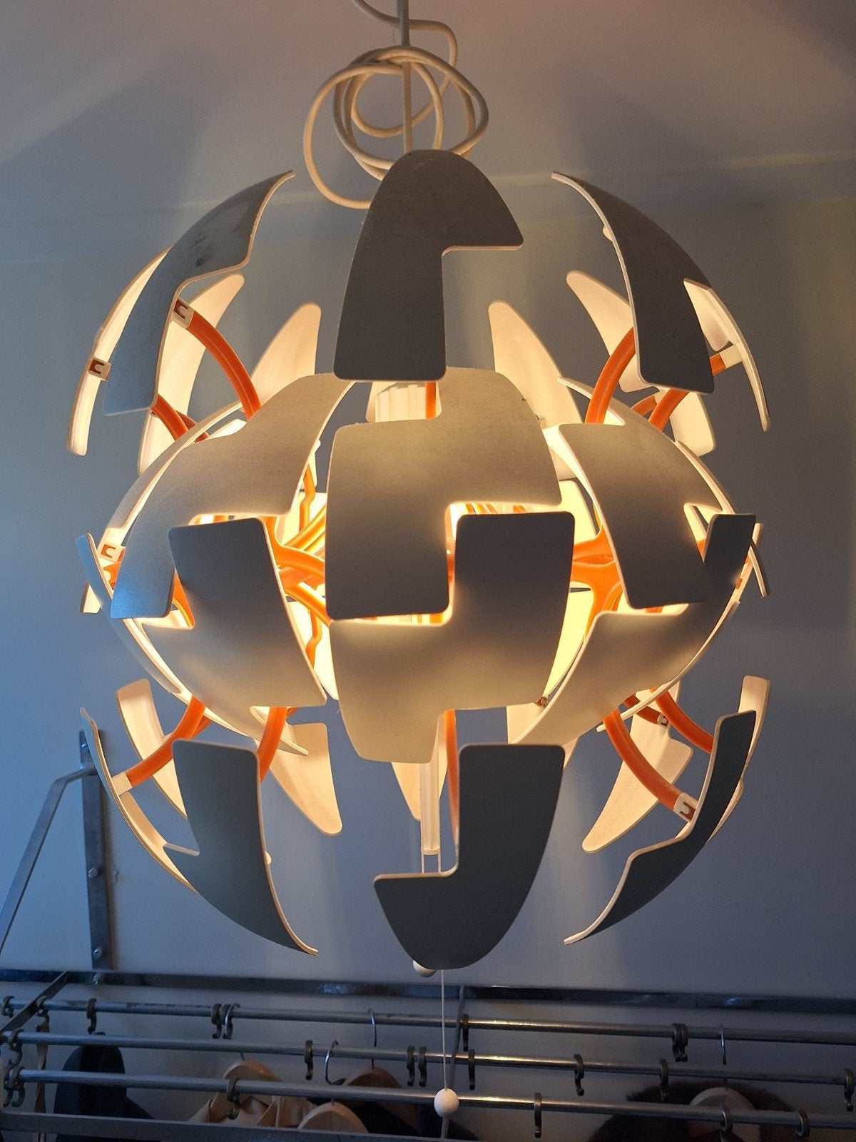 ikea PS 2014 hanglamp oranje met wit, Kunststof, Gebruikt, Space, E27 (groot)