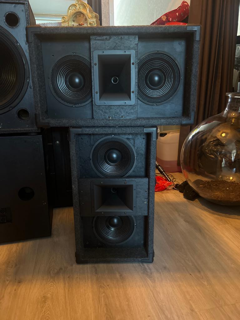 Krachtige Passieve PA Speakers - Set van 2, Zo goed als nieuw, 120 watt of meer, Front, Rear of Stereo speakers, Ophalen
