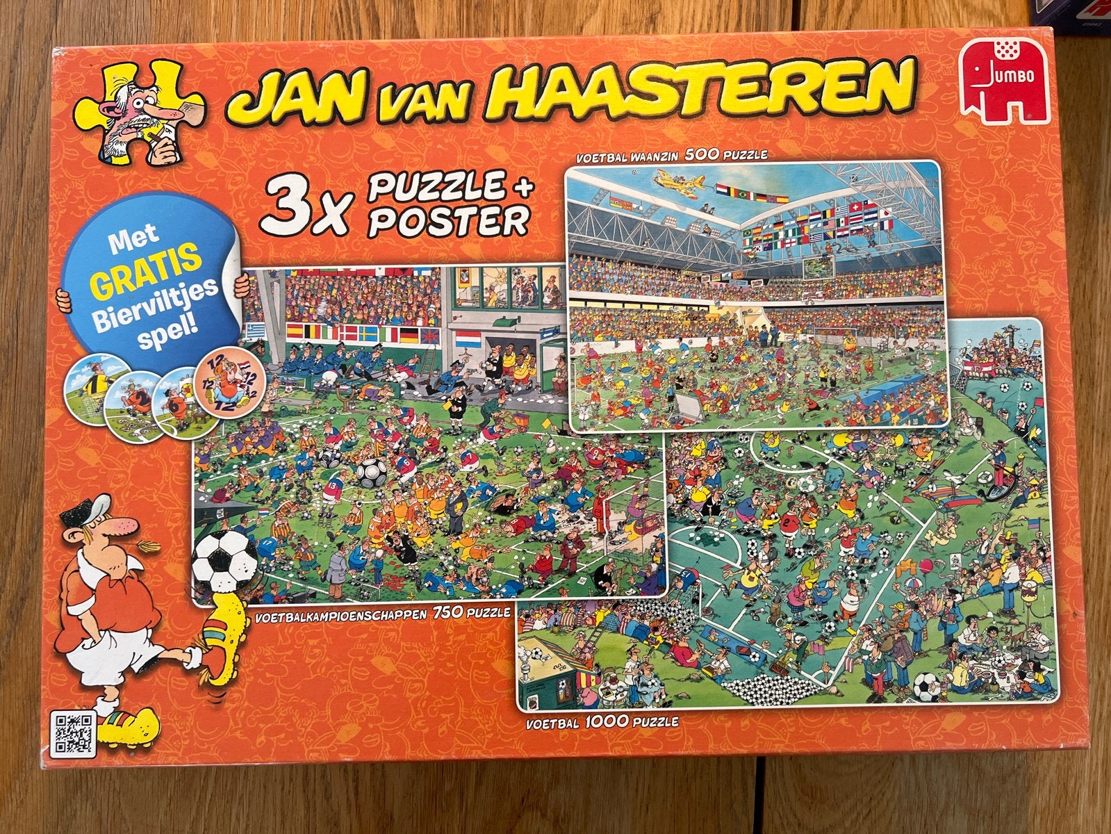 Jan van Haasteren Voetbal Puzzel Collectie (3x), Ophalen, Meer dan 1500 stukjes, Zo goed als nieuw, Legpuzzel