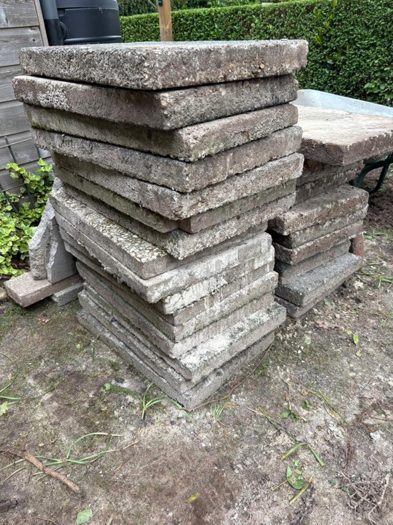 Grindtegels 40 x 60 donkergrijs, Ophalen, Gebruikt, 5 tot 10 m², Beton