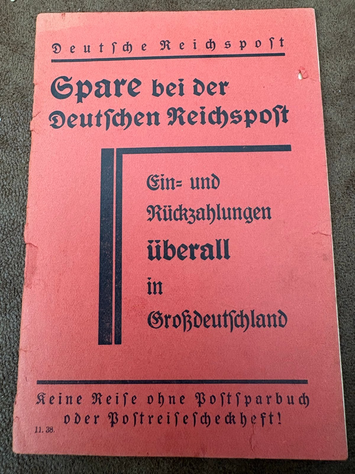 Duitse Reichspost Spaarboekje en Ausweiskarte 1938, Ophalen of Verzenden