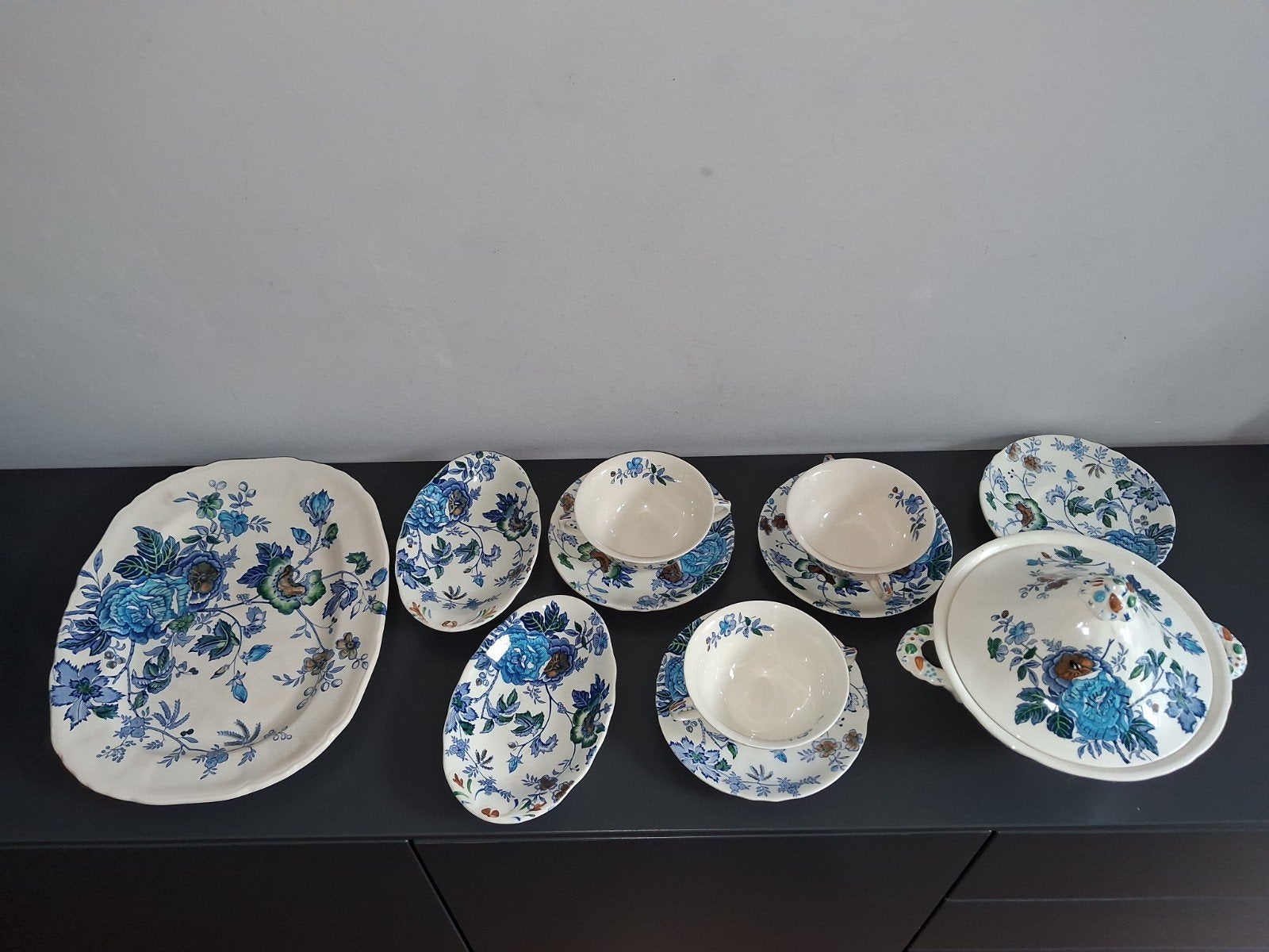 Mason's Ironstone Belvedere Servies Bleu Bloemenpatroon, Ophalen of Verzenden