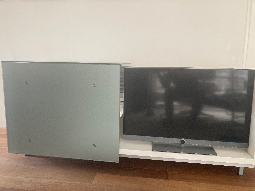 Design tv & cd/dvd meubel, glasplaat,183x60x80, Ophalen, Zo goed als nieuw, 50 Hz, Overige merken