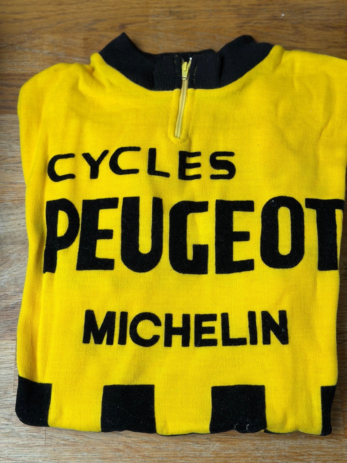 Vintage Peugeot Michelin Wielershirt Geel Retro, Ophalen, Gebruikt, Kleding