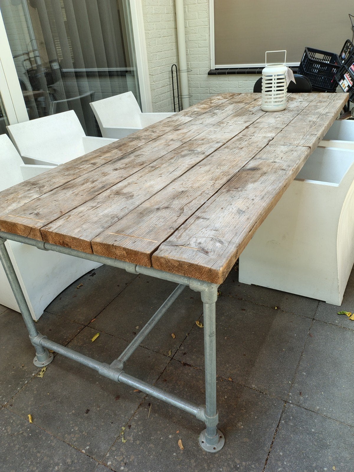 Steigerhouten tuintafel, Ophalen, Gebruikt, Rechthoekig, Hout