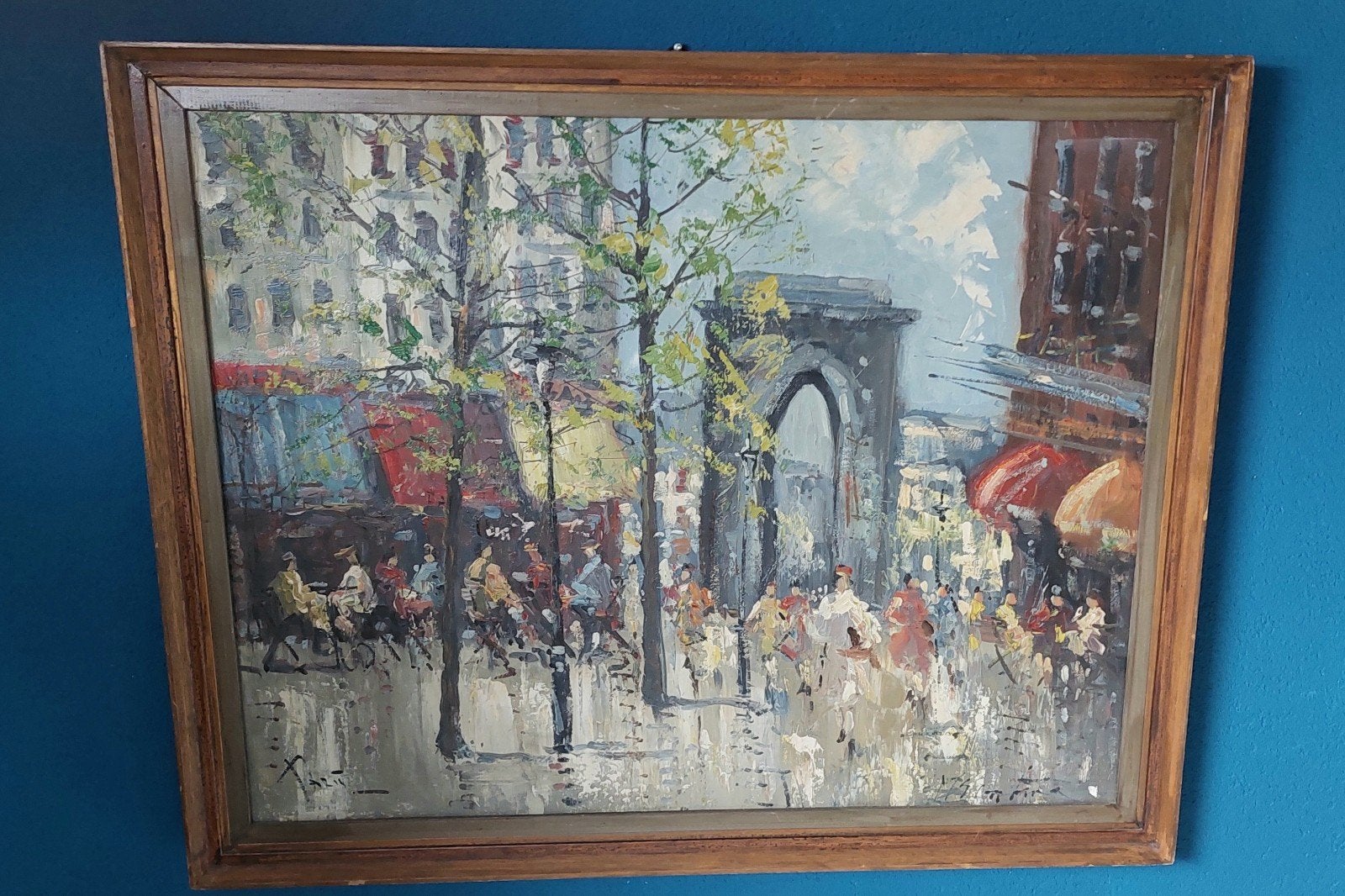 Impressionistisch Schilderij Arc de Triomphe, Parijs, Handgeschilderd, Doek, Impressionistisch, Ophalen of Verzenden