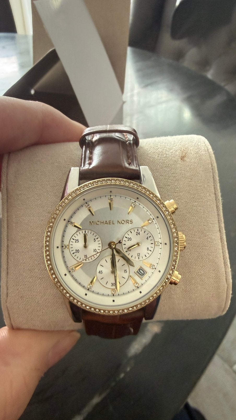 Michael Kors horloge, Ophalen of Verzenden, Zo goed als nieuw, Leer, Overige merken