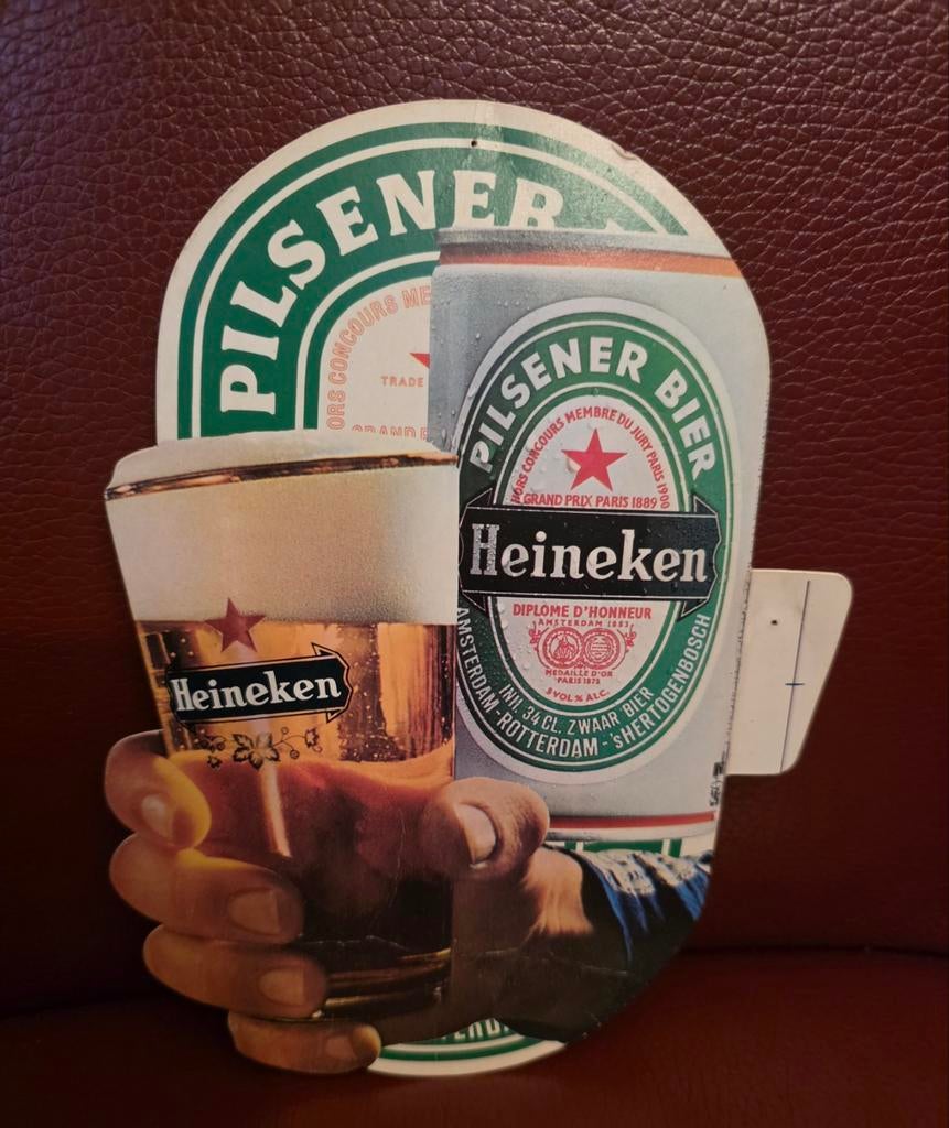 Heineken reclame  uit de jaren '60 of '70., Verzamelen, Ophalen of Verzenden, Reclamebord, Plaat of Schild, Heineken