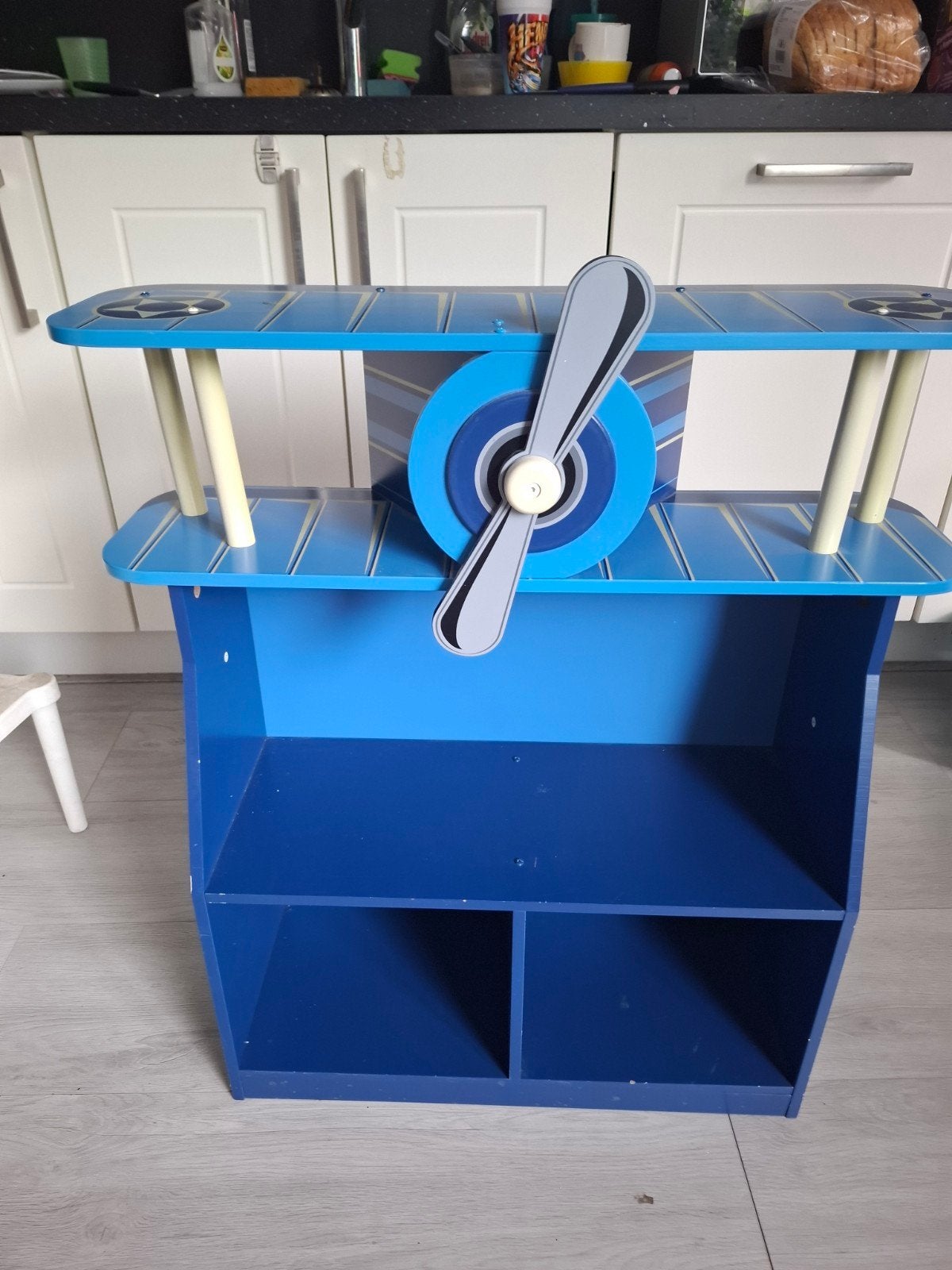 Blauwe Vliegtuig Boekenkast/Opbergrek voor Kinderkamer, Ophalen, Gebruikt, Jongen of Meisje