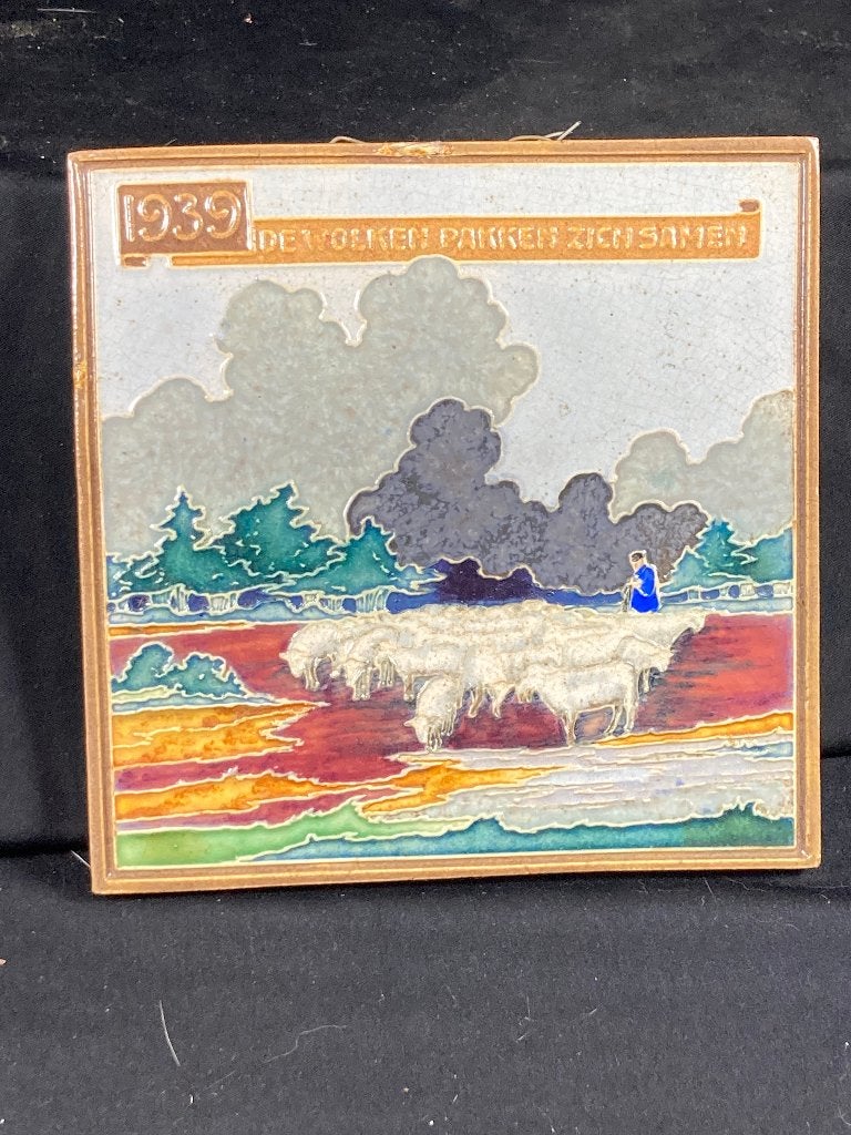 Cloisonne tegel Westraven Mobilisatie 1939, Antiek en Kunst, Antiek | Wandborden en Tegels, Ophalen of Verzenden